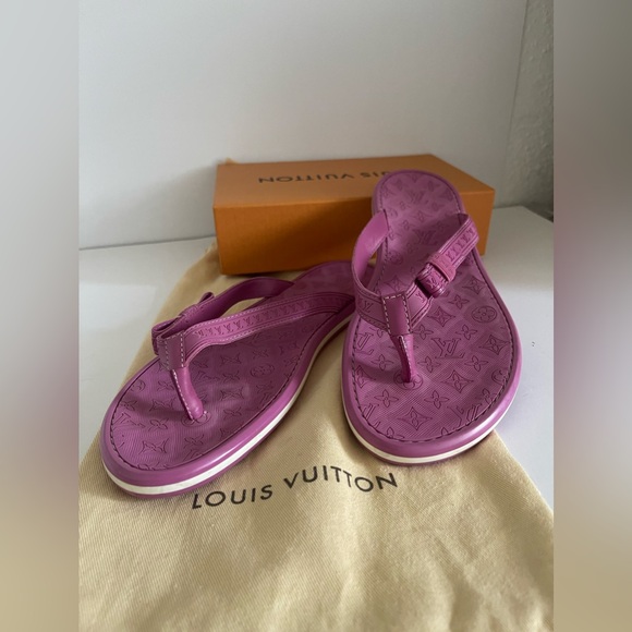 Louis Vuitton Rose Pink Monogram Ipanema Leather Flip Flop Sandals with dust bag - Picture 2 of 12